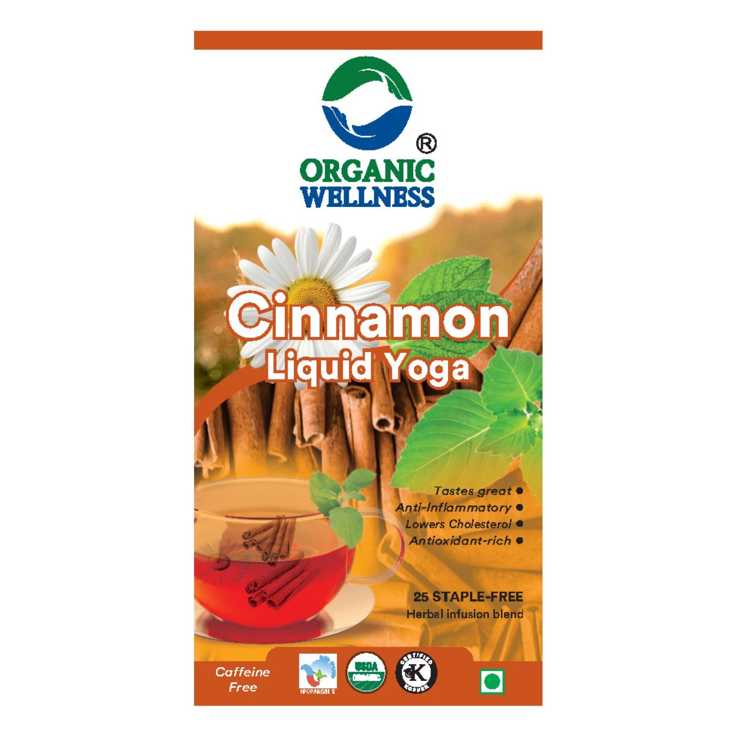Organic Wellness Cinnamon Liquid Yoga Teabags -  25 Teabags
