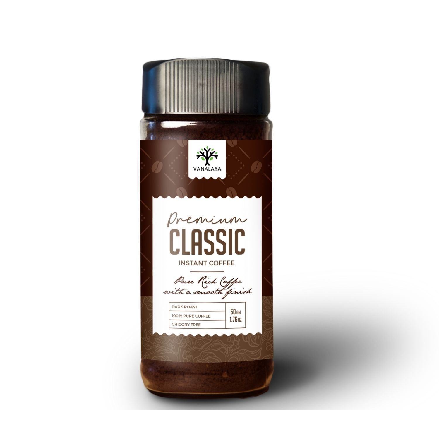 Vanalaya Premium Classic Instant Coffee - 100% Pure Arabica Freeze-Dried Blend (50g)