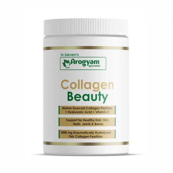 Dr. Satnam’s Arogyam Collagen Beauty (150g) | Hydrolyzed Marine Collagen Peptides + Hyaluronic Acid & Vitamin C for Skin, Hair, Nails & Joints