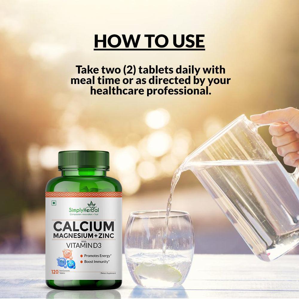 Simply Herbal Calcium Tablet with Magnesium, Zinc & Vitamin D3 (120 Tablets)