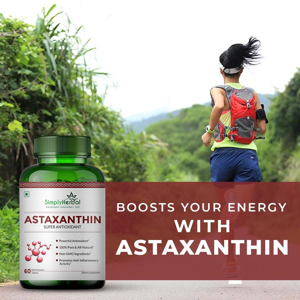 Simply Herbal Astaxanthin 4mg Super Antioxidant, Supplement tablet Promote Healthy Skin & Muscle Health Also Support Heart Function & Immunity (60 Veg Tablets)