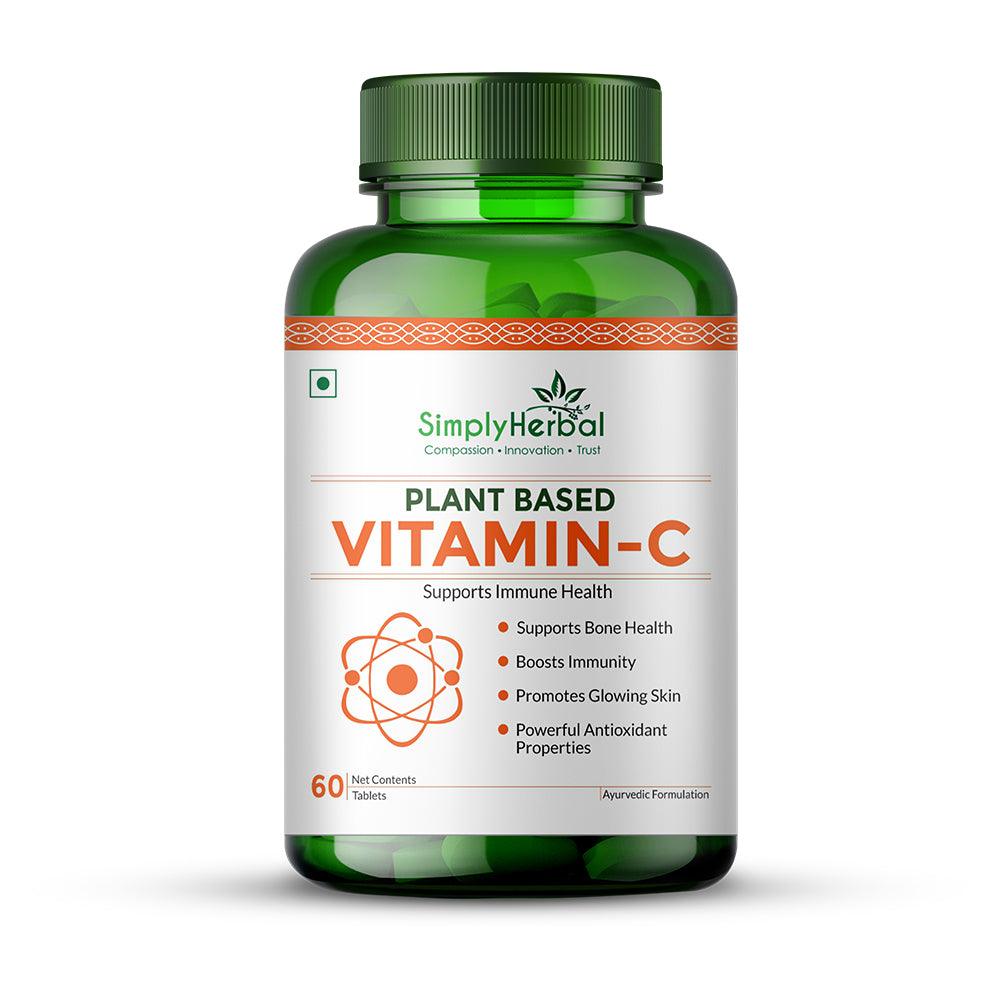 Simply Herbal Vitamin-C Tablet or Glowing Skin & Face, Ascorbic Acid, Amla Extract, Skin Glowing Supplement Promote Beauty & Health for Men & Women - 60 Tablets
