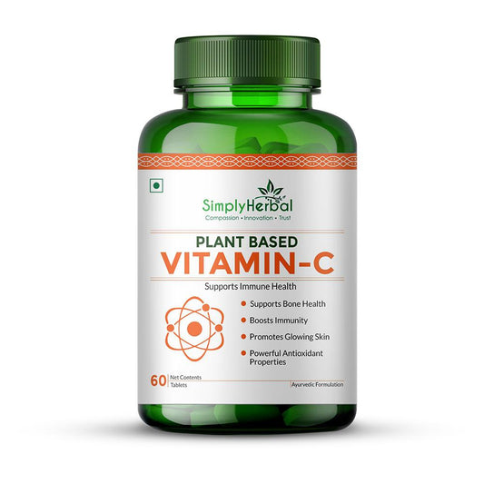 Simply Herbal Vitamin-C Tablet or Glowing Skin & Face, Ascorbic Acid, Amla Extract, Skin Glowing Supplement Promote Beauty & Health for Men & Women - 60 Tablets