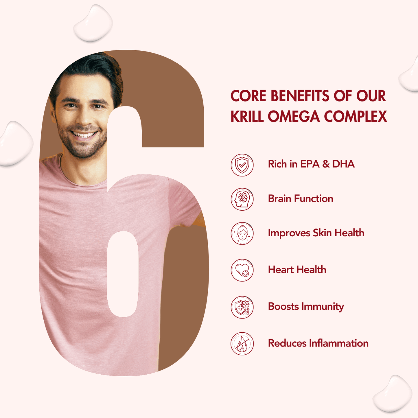 Wishnew Wellness Krill Omega Complex Heart & Brain Health Softgel Capsules - 60 Softgel Capsules