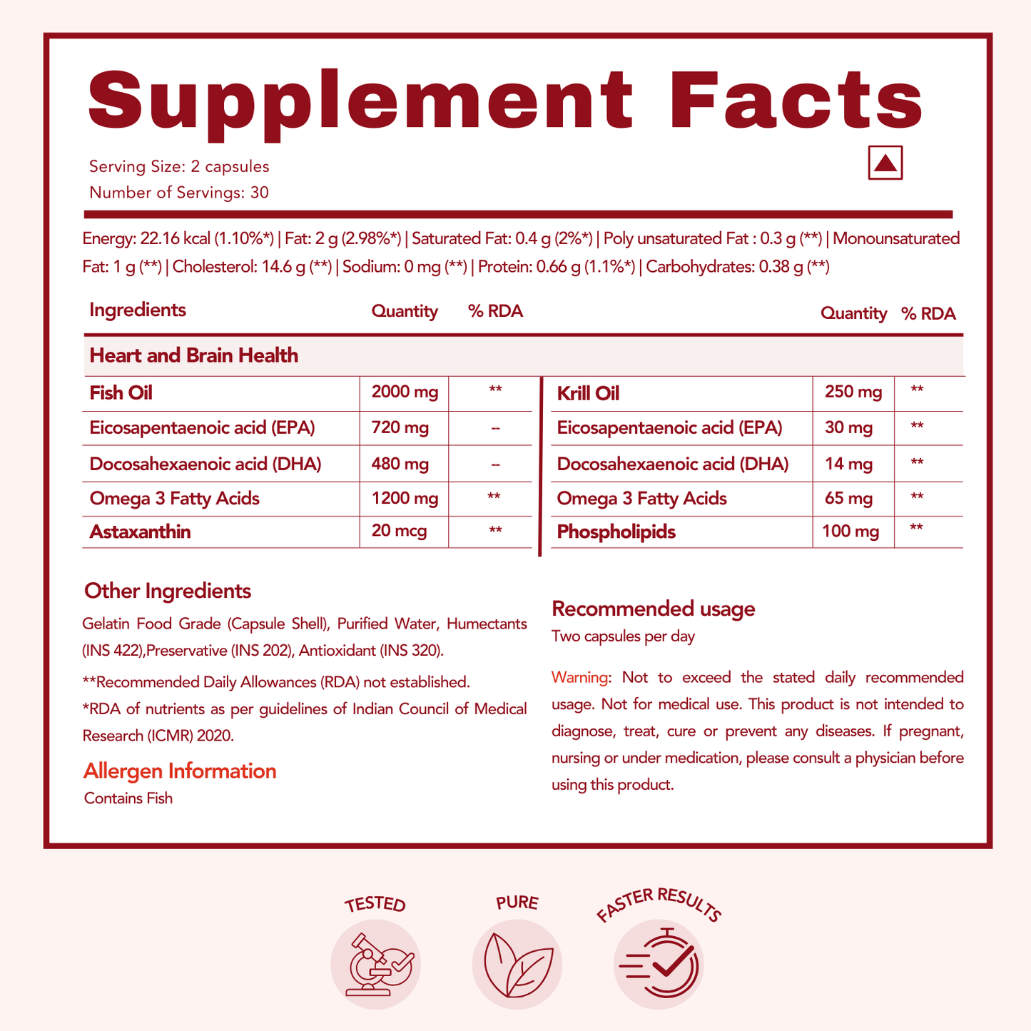 Wishnew Wellness Krill Omega Complex Heart & Brain Health Softgel Capsules - 60 Softgel Capsules
