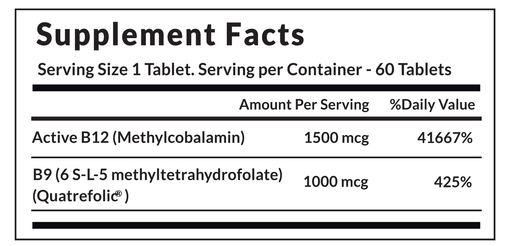 Vitaone Active Folate B12 Tablets - 60 Tablets