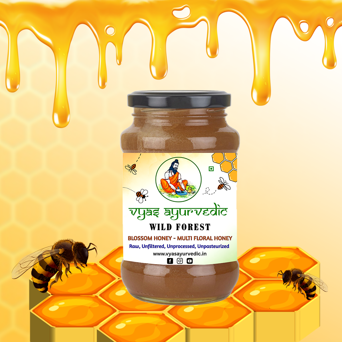 Vyas Ayurvedic Wild Forest Multi flora Raw Honey