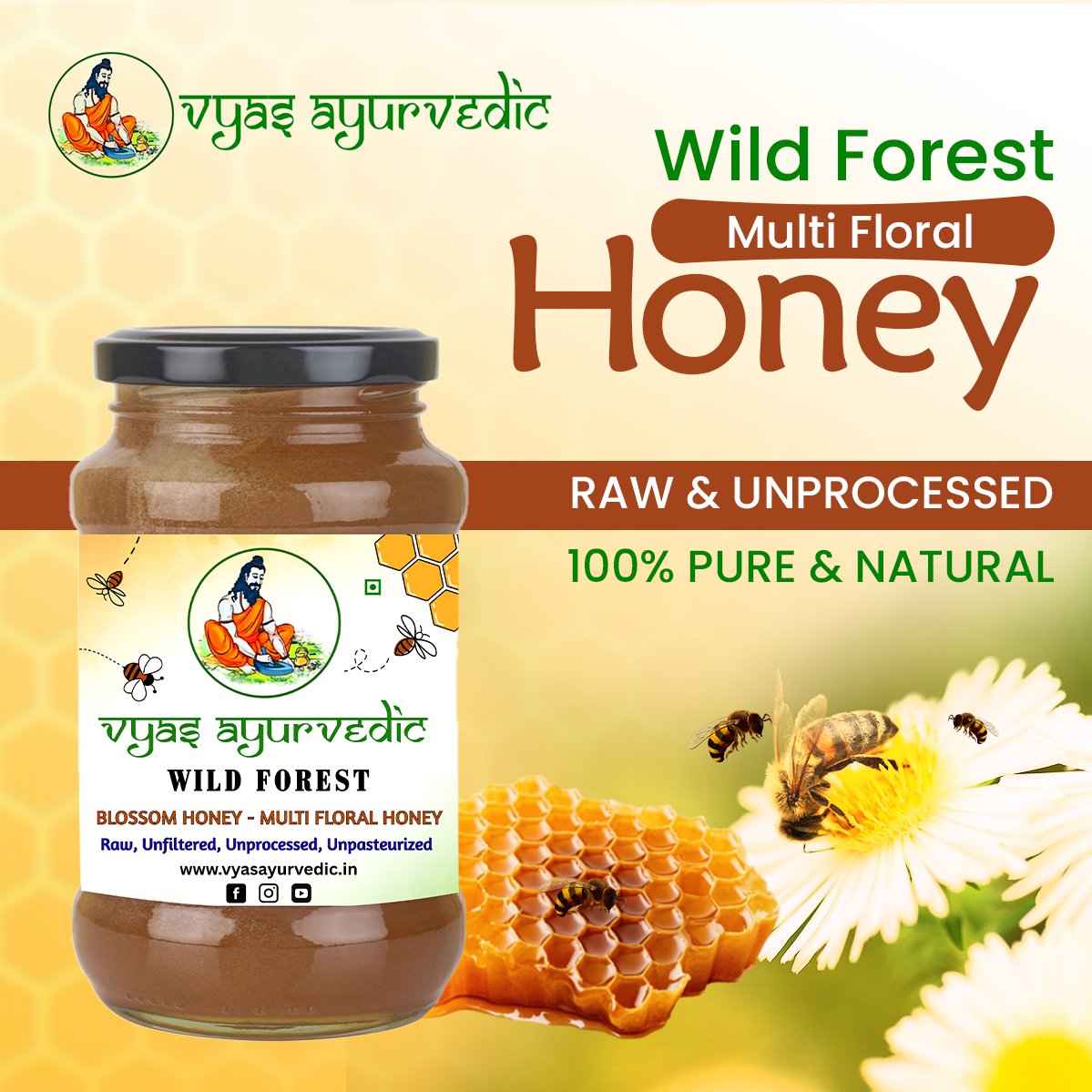 Vyas Ayurvedic Wild Forest Multi flora Raw Honey