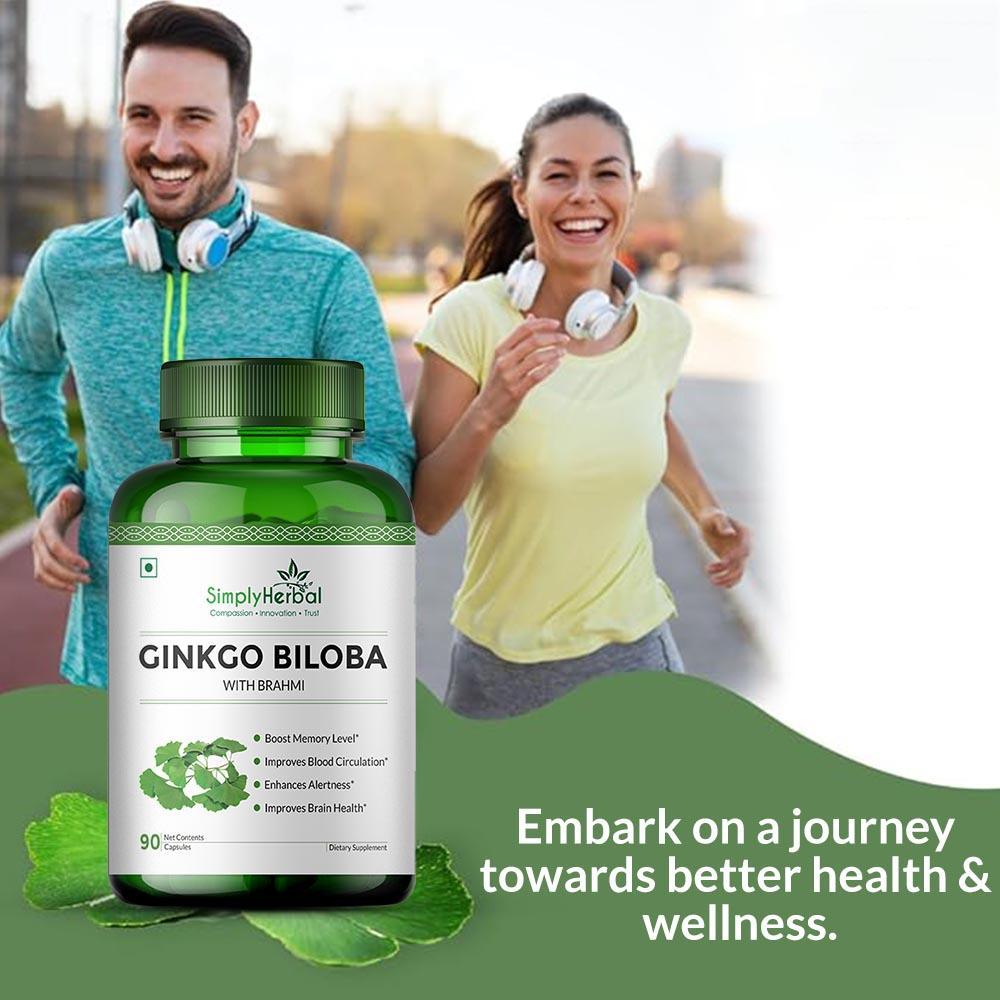 Simply Herbal Ginkgo Biloba Capsule with Brahmi - 90 Vegetarian Capsules
