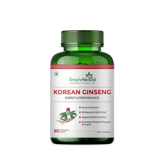 Simply Herbal Korean Ginseng Vegetarian Capsules (90 Veg Capsules)
