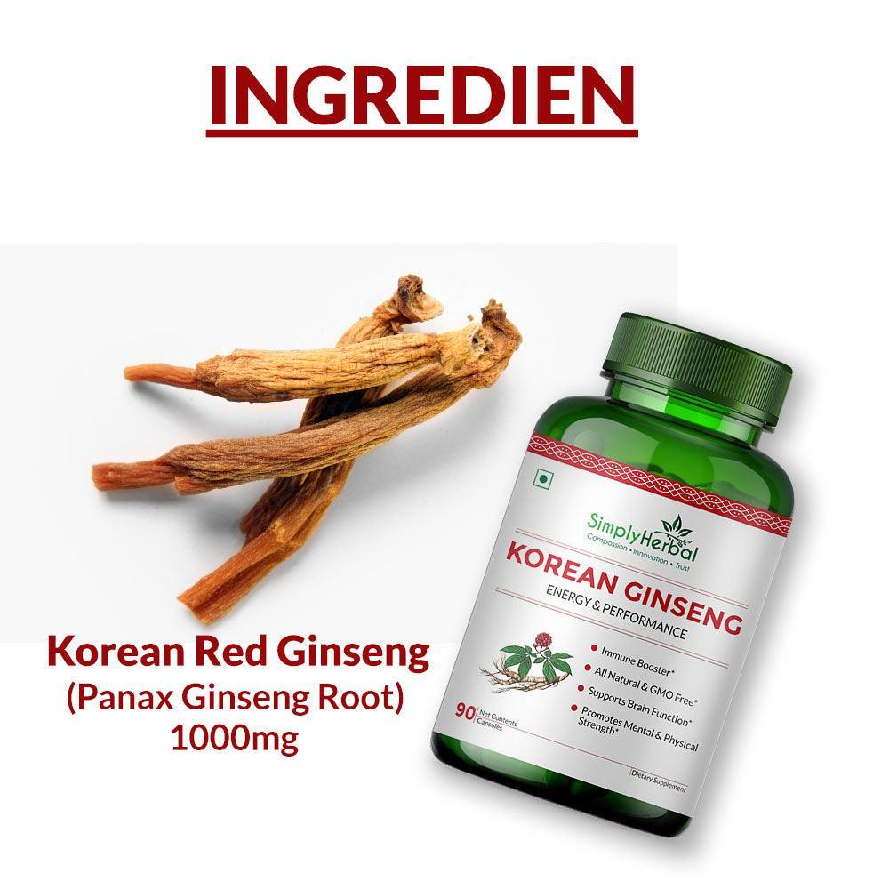 Simply Herbal Korean Ginseng Vegetarian Capsules