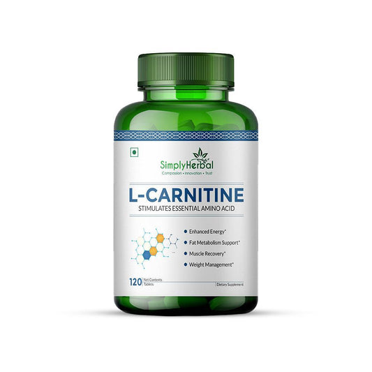Simply Herbal L-Carnitine 500mg | Amino Acid for Endurance, Weight Management & Muscle Function | Tablet (120 Tablets)