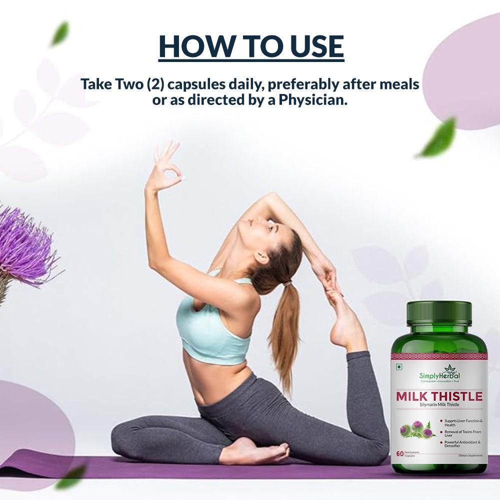 Simply Herbal Milk Thistle Capsule Liver Detox Supplement - Enriched With Powerful Antioxidants Promotes Healthy Liver Function for Men & Women- 60 Capsules