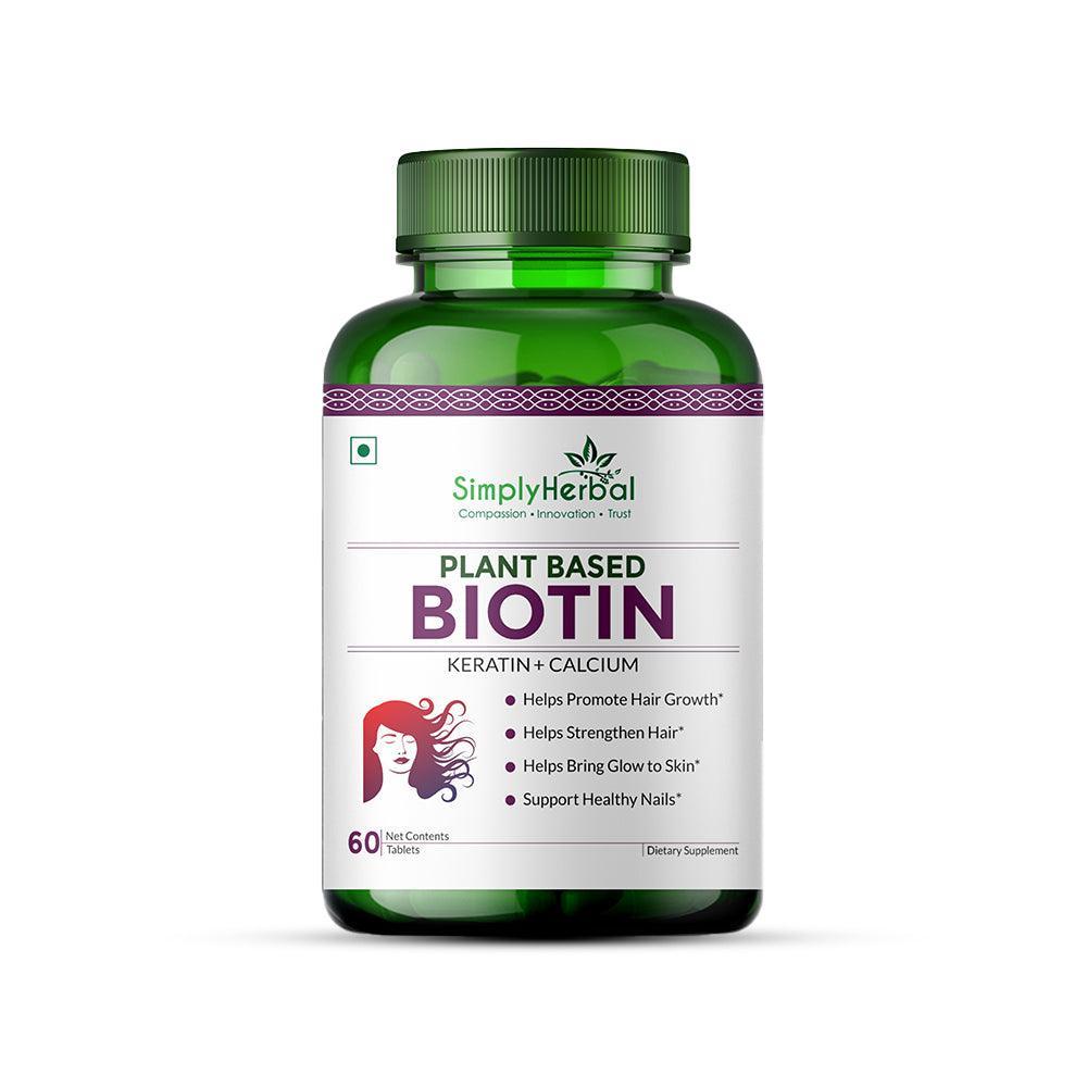 Simply Herbal Natural Biotin Vitamin B7 Capsules for Hair & Skin Enriched With Keratin + Multivitamin + Amino For Men Women (60 Tablets )
