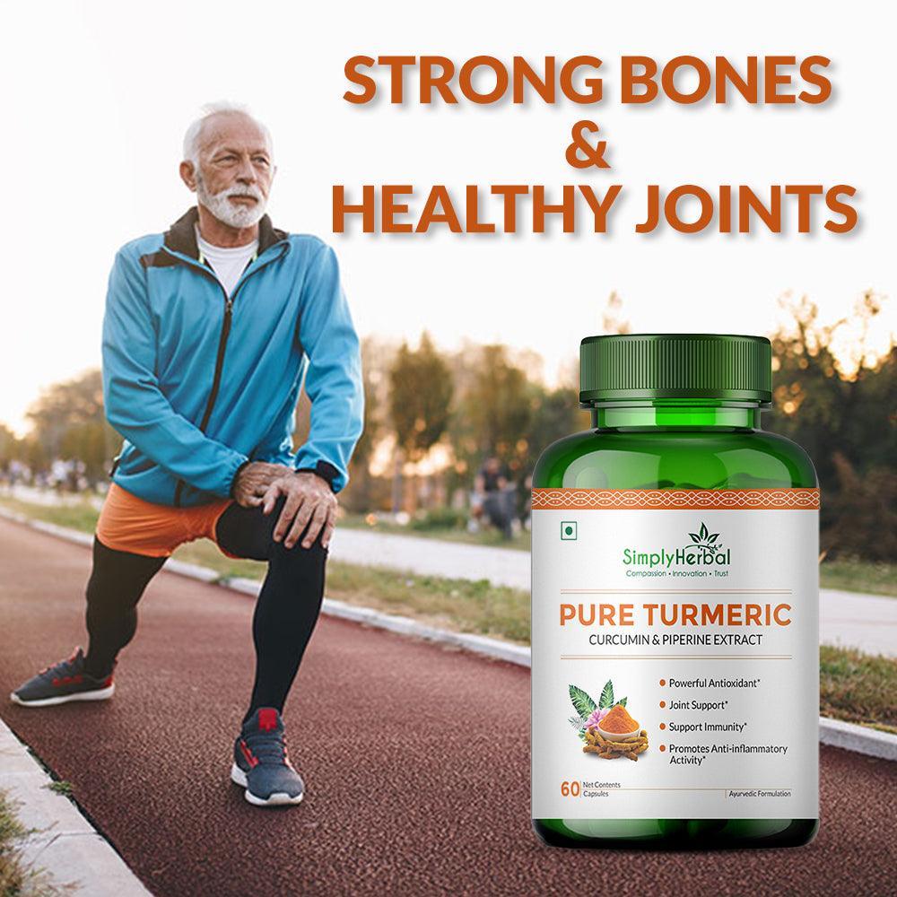 Simply Herbal 800 MG Turmeric Curcumin & Piperine Extract Capsules for Immunity | Immunity Boosters Capsule for Adults | Good for Skin & Joint Pains | Natural and Pure Curcuminoids(60- Capsule )