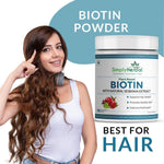 Simply Herbal Natural Biotin Powder Vitamin B7 Supplement with Sesbania Agati, Keratin, Bamboo Shoot Extract, Pomegranate and Amla for Stronger Shiner Hair & Healthier Skin for Men & Women – 150 gm