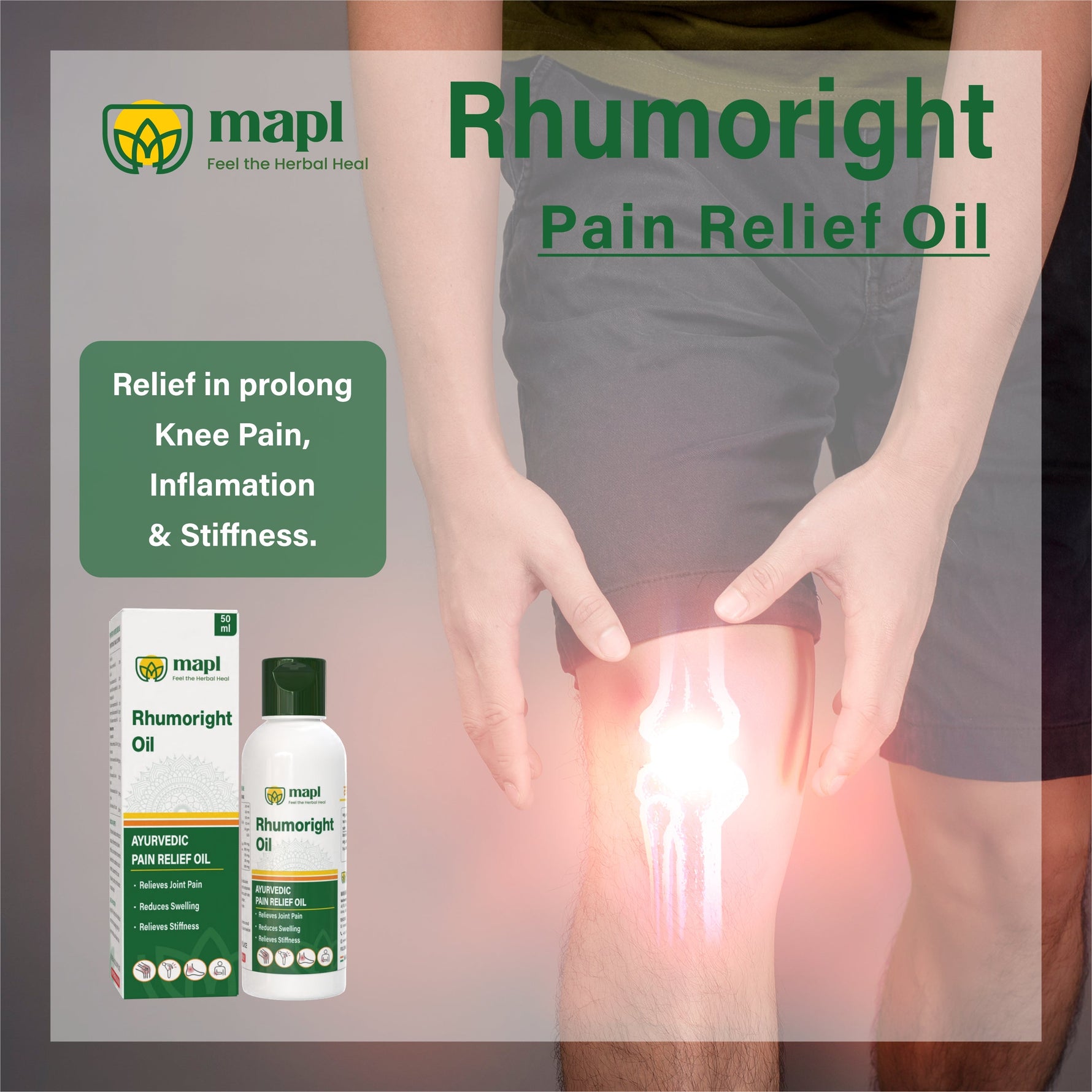 MAPL Rhumoright Pain Oil | Ayurvedic Relief for Joint, Muscle & Arthritis Pain | Reduces Inflammation & Stiffness | 50 ml