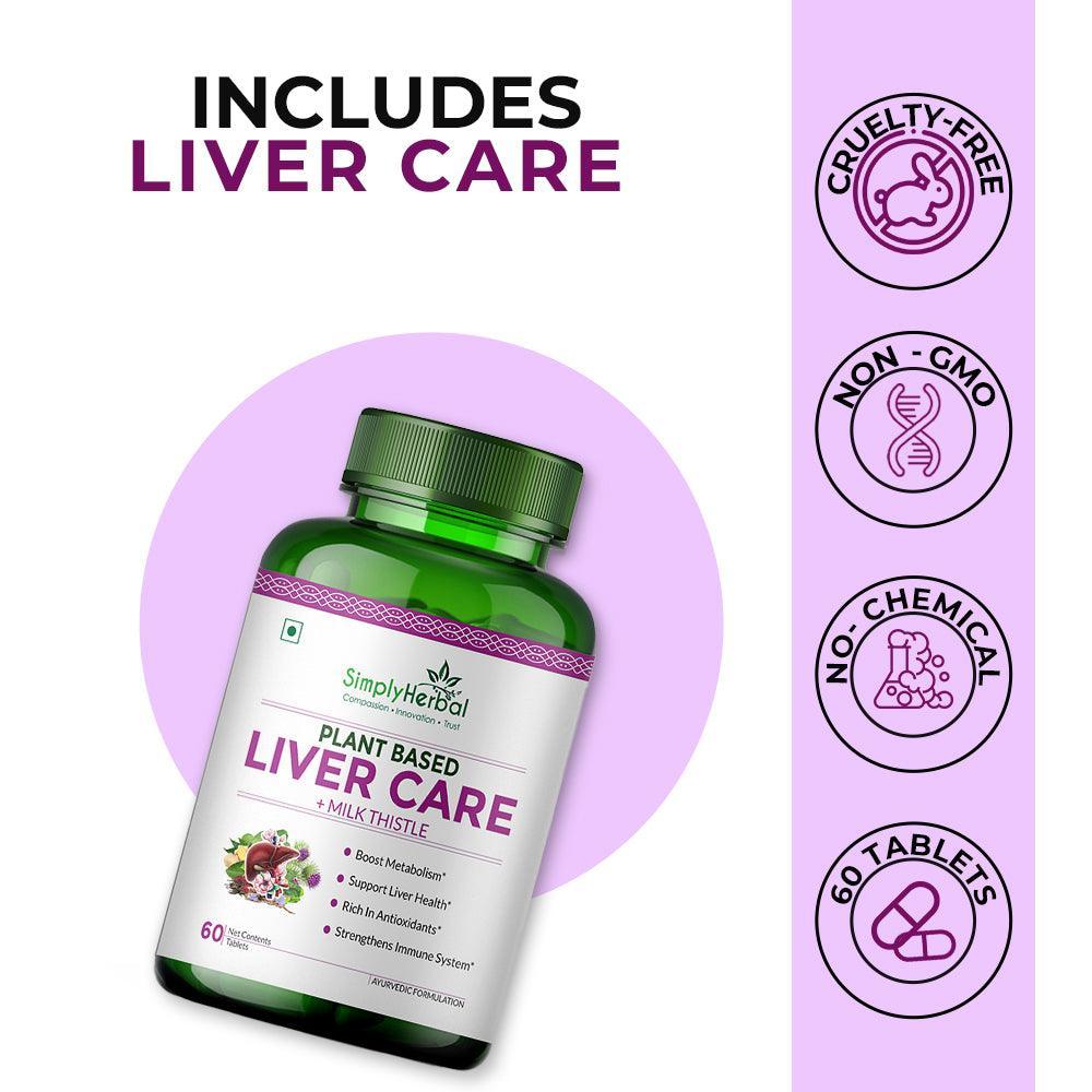Simply Herbal Liver Detox + With Milk Thistle Tablets Extract, Dandelion - for Liver Health and Gall Bladder Health - (60 Capsules)