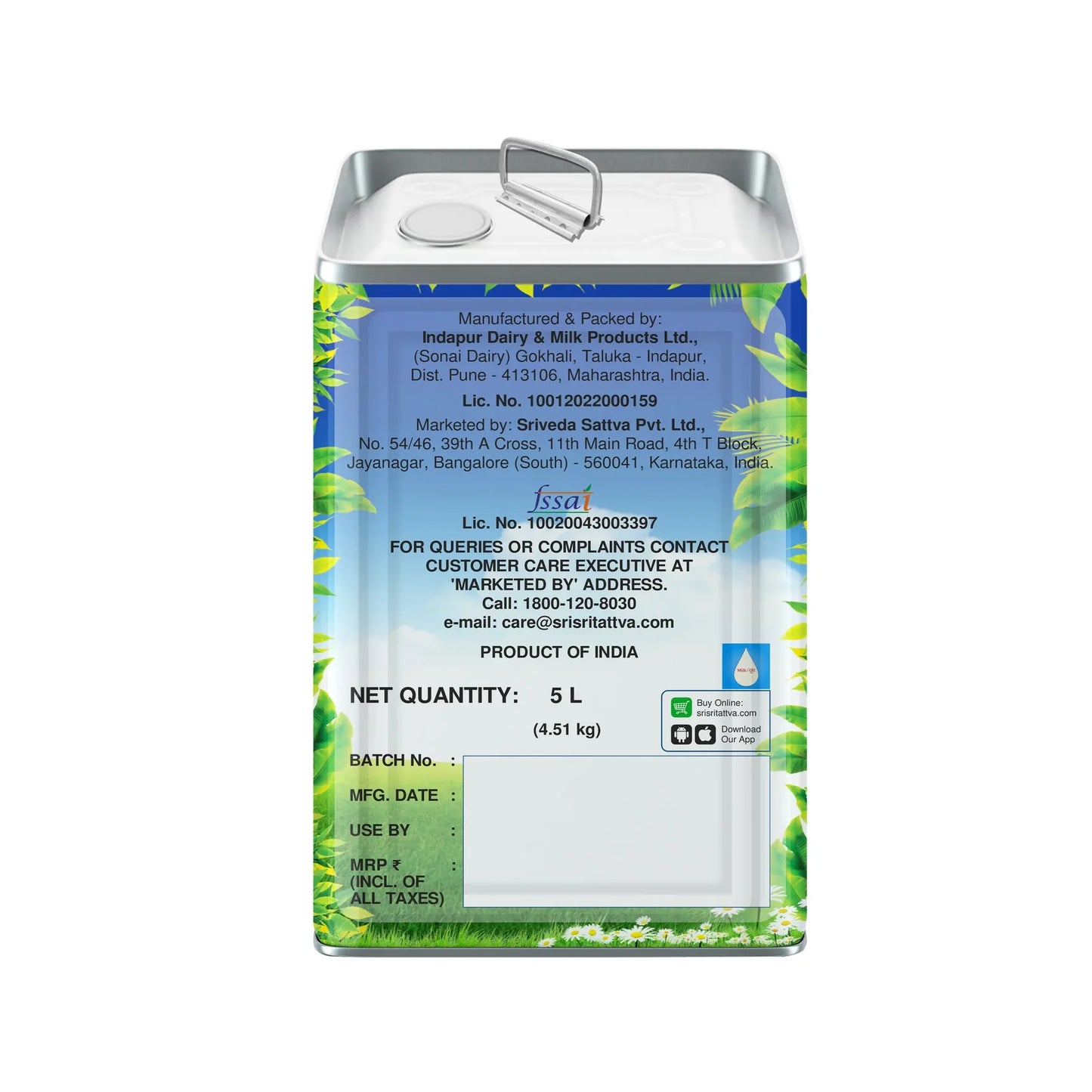 Sri Sri Tattva Cow's Pure Ghee (Tin Pack)