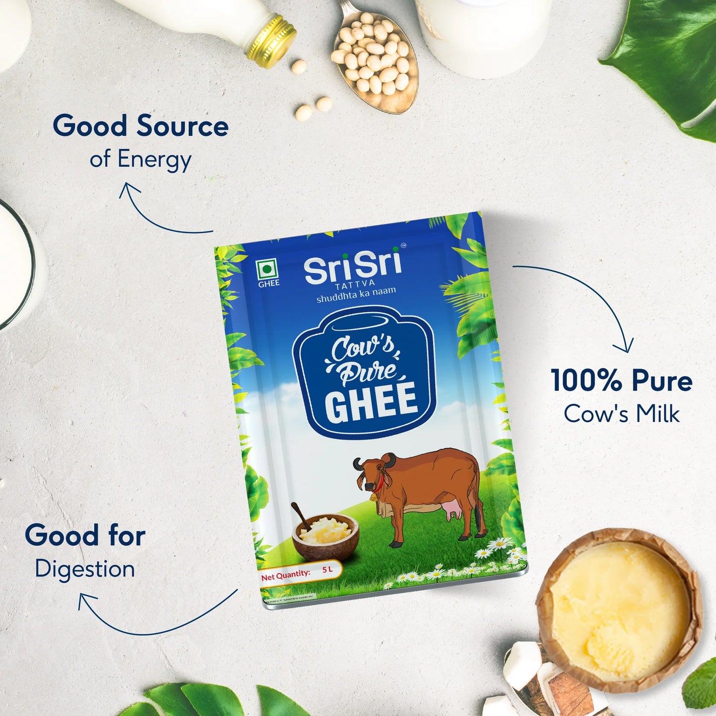 Sri Sri Tattva Cow's Pure Ghee (Tin Pack)