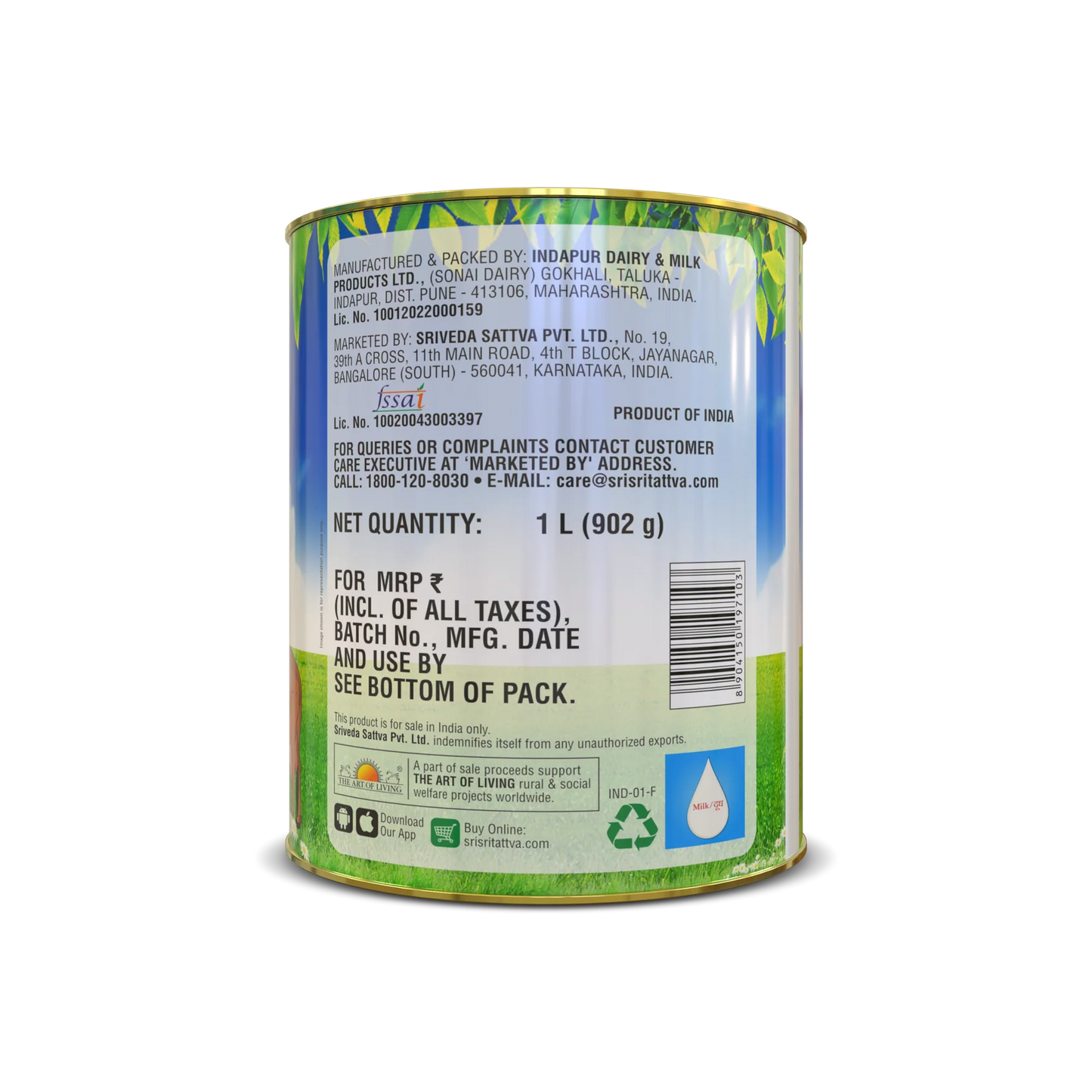 Sri Sri Tattva Cow's Pure Ghee (Tin Pack)