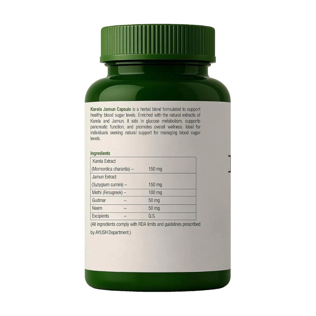 Vital Leaf Karela Jamun Capsules – Ayurvedic Blend with Karela, Jamun, Methi, Gudmar & Neem – Plant-Based Herbal Supplement – 60 Vegetarian Capsules