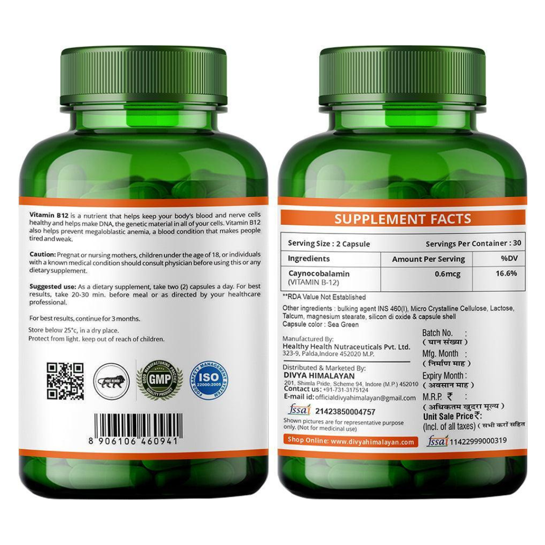 Divya Himalayan Vitamin B12 Capsule - 60 Capsules (Pack of 2)