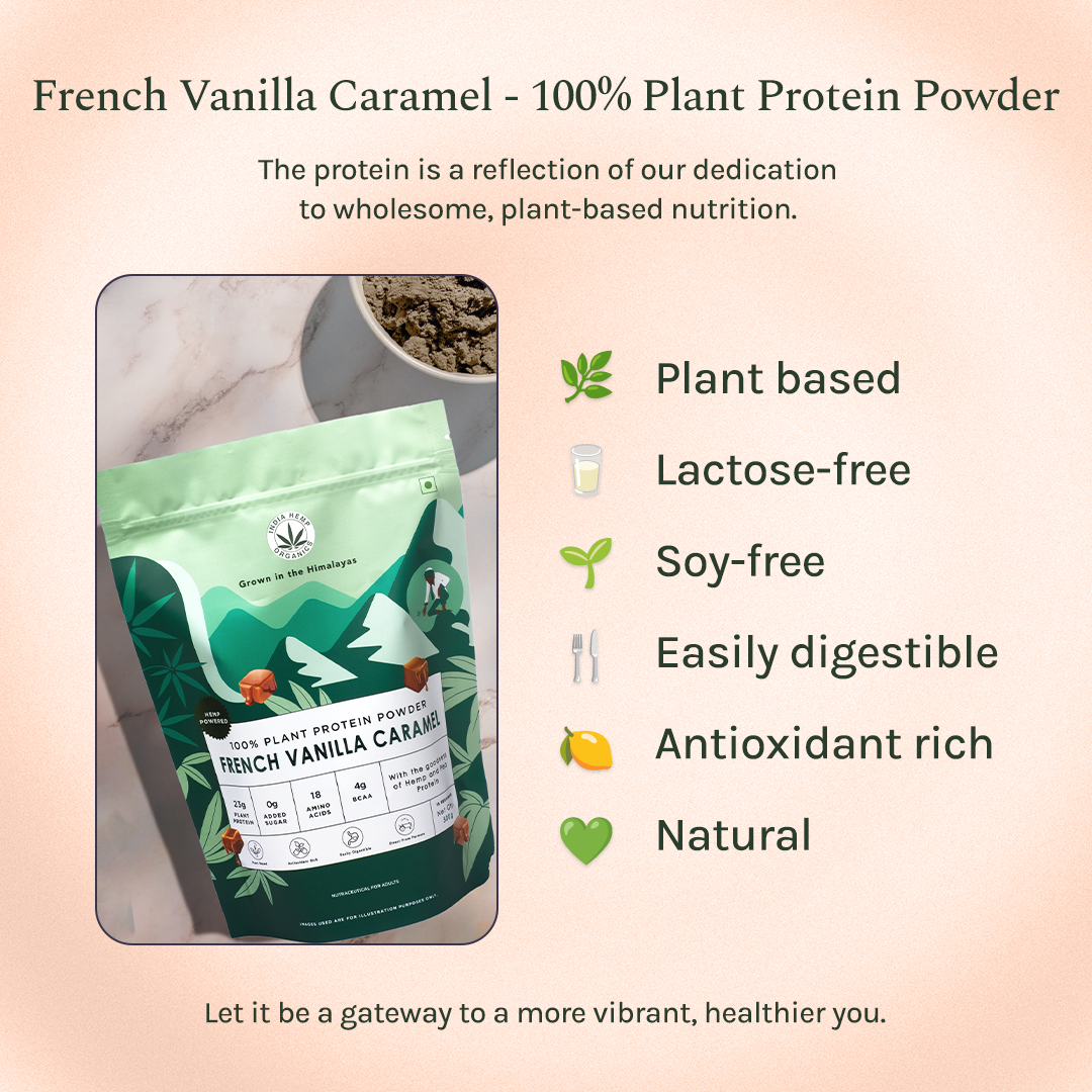 India Hemp Organics Hemp Protein Powder - French Vanilla Caramel
