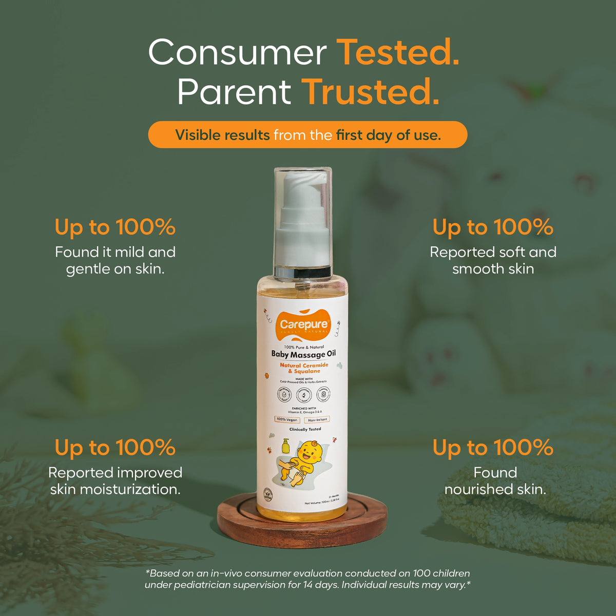 Carepure Pure Cold-Pressed Nourishing & Strengthening Baby Massage Oil | 100% Natural Botanical Oil Blend for Newborns & Toddlers