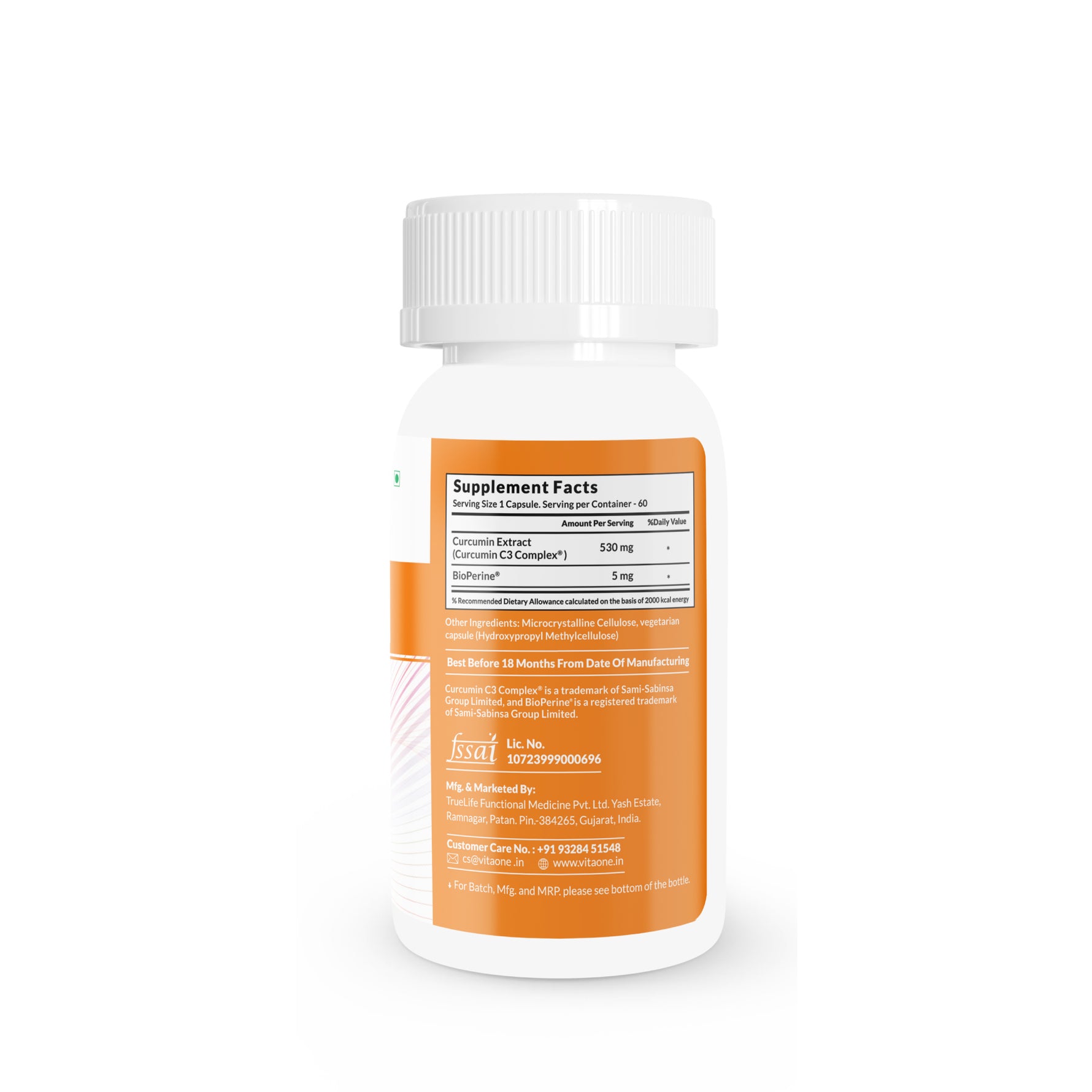 Vitaone Curcumin C3 Complex Capsules (60s) | High-Potency 95% Curcuminoids with BioPerine for Joint, Immunity & Antioxidant Support