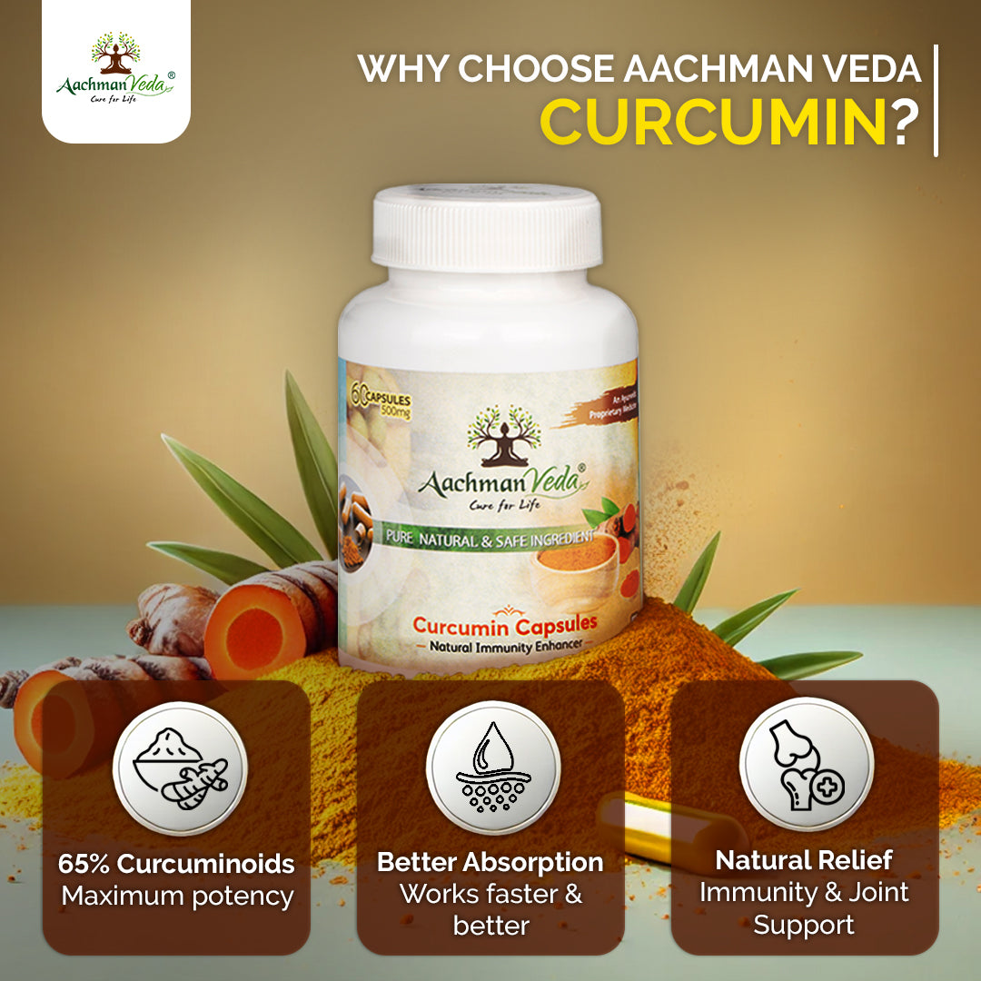 Aachman Veda Curcumin Capsules (60 Capsules 500mg )