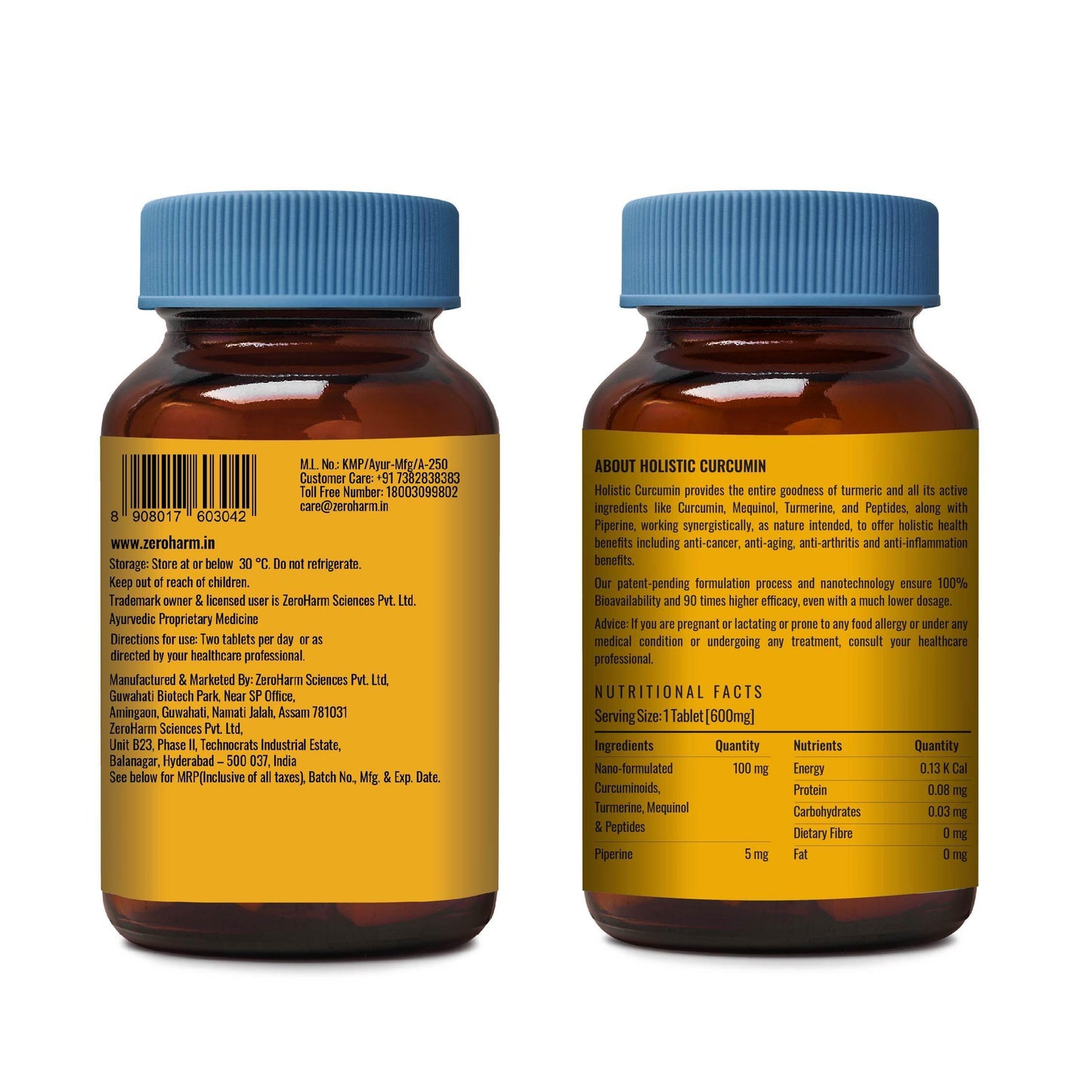 Zeroharm Sciences Holistic Calcium + Curcumin Tablet - 60 Tablets