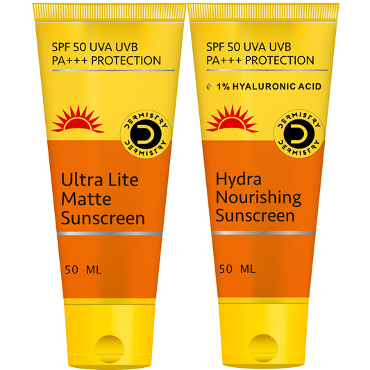 Dermistry Ultra Lite Matte for Oily Skin & 1% Hyaluronic Acid for Dry & All Skin SPF 50 Sunscreen