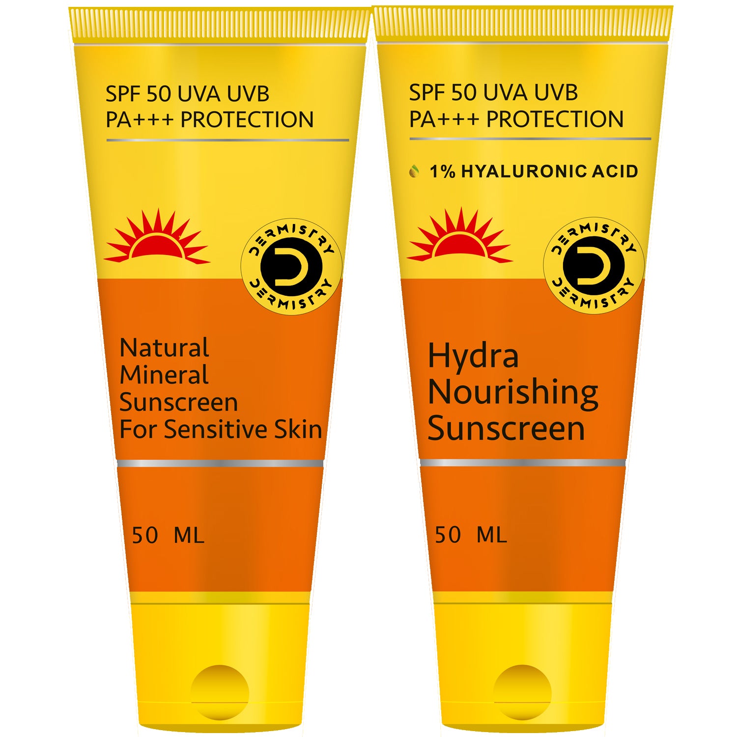 Dermistry 1% Hyaluronic Acid & Natural Mineral Based SPF 50 for Dry Oily & Sensitive Skin Sunscreen