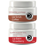 Dermistry Plumping SPF10 Glossy Lip Balm Strawberry & Dry Dark Lips Lightening Coffee Sugar Scrub