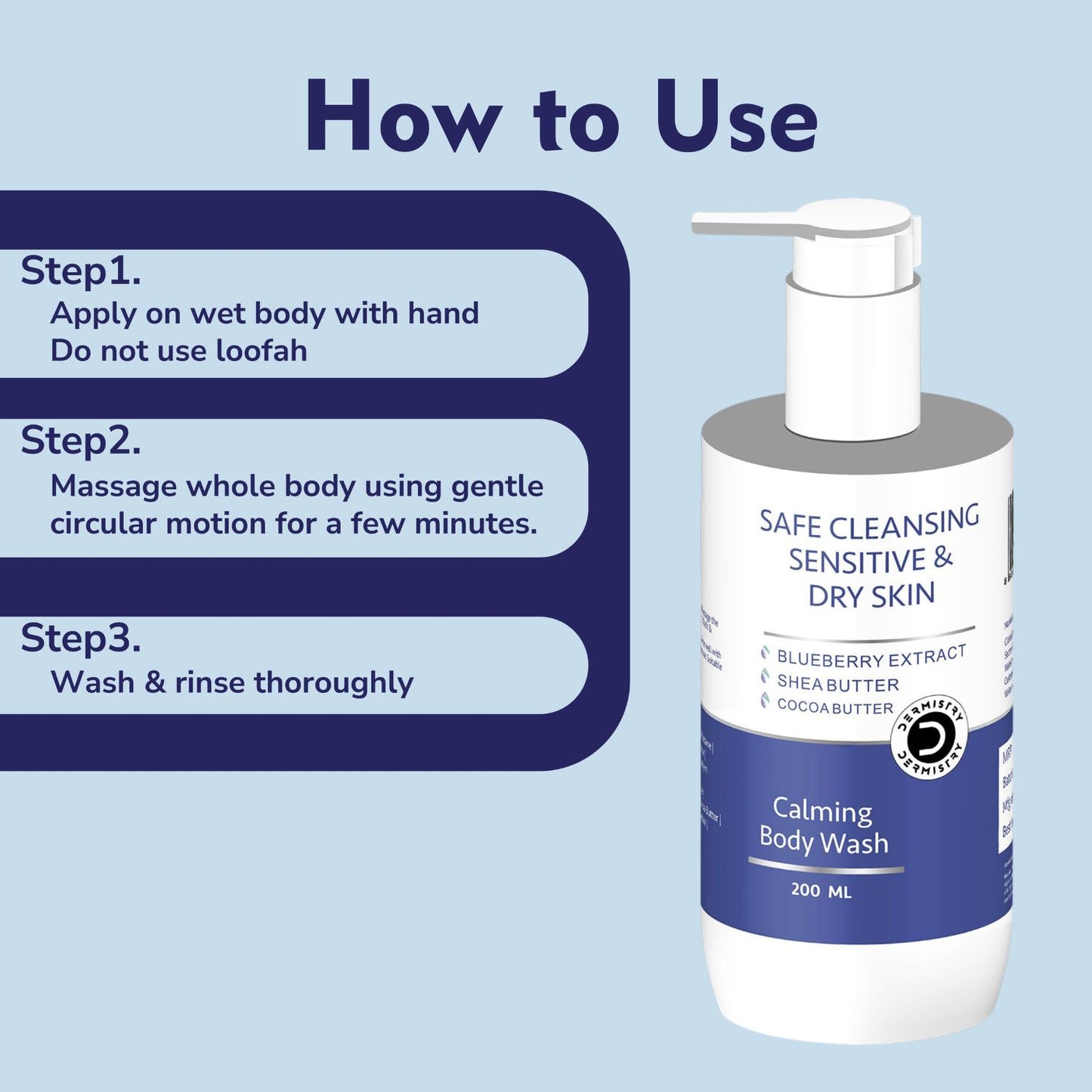 Dermistry Sensitive Dry Skin Gentle Mild Creamy Soap Free Body Wash & Shea Butter Moisturizer Lotion