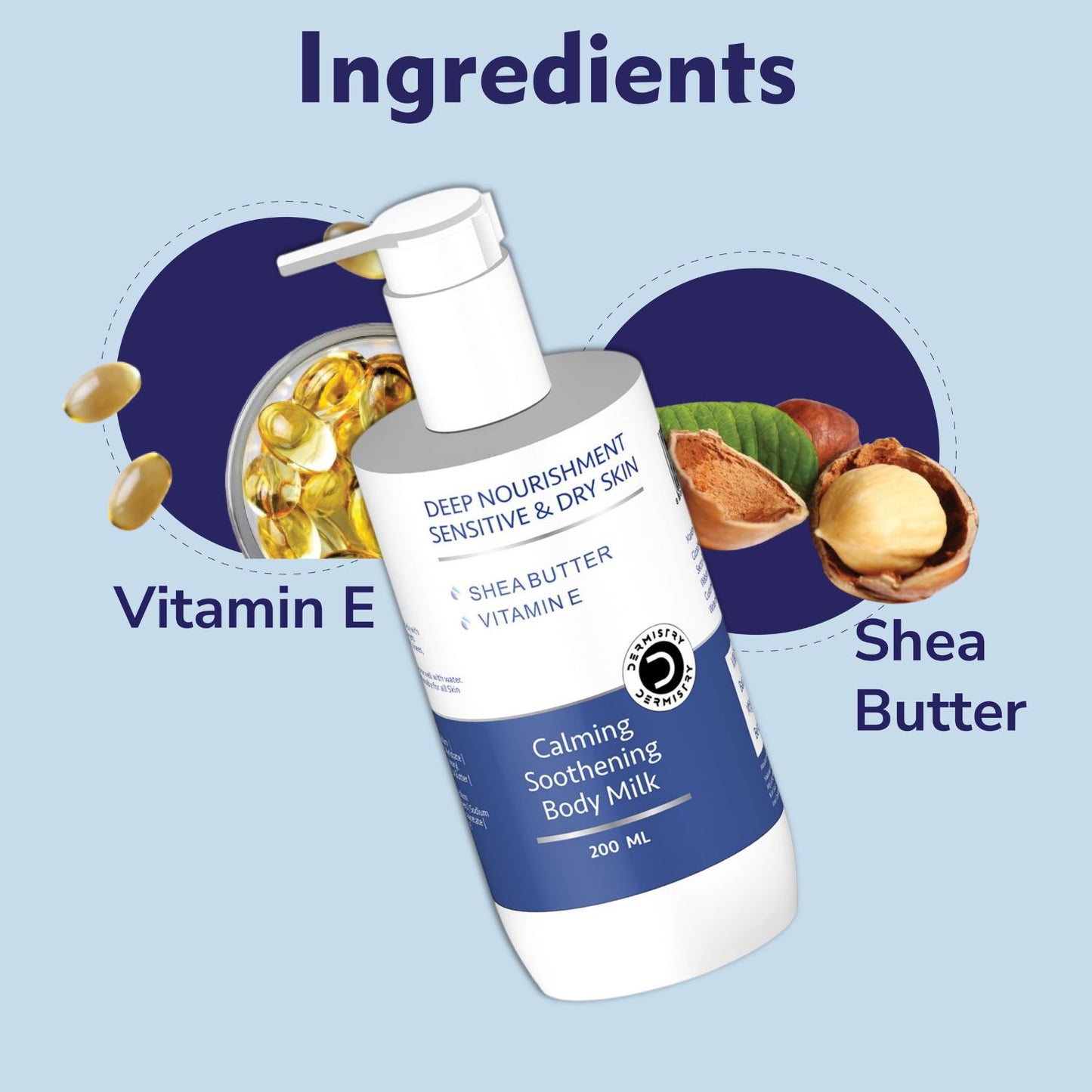 Dermistry Sensitive Dry Skin Gentle Mild Creamy Soap Free Body Wash & Shea Butter Moisturizer Lotion