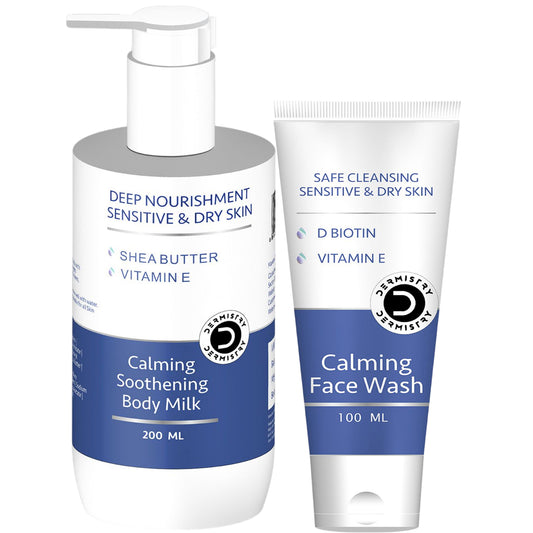 Dermistry Sensitive Dry Skin Moisturizing Body Lotion & Sulphate Soap Free Gentle Cleanser Face Wash