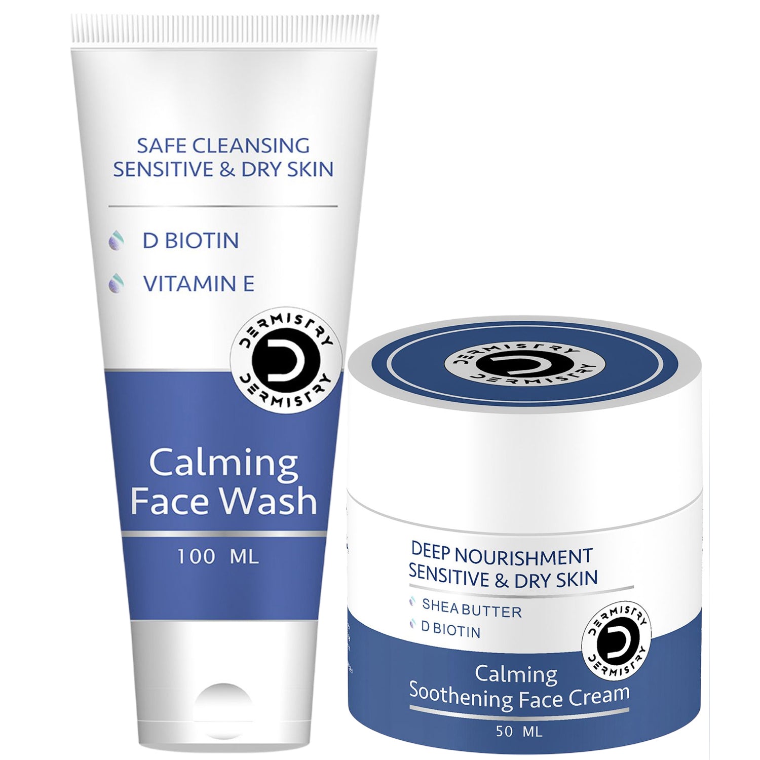 Dermistry Sensitive Dry Skin Gentle Mild Creamy Moisturizing Sulphate Soap Free Face Wash & Cream