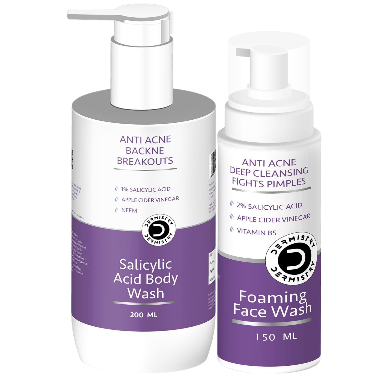 Dermistry Salicylic Acid Neem Niacinamide Back Acne Control Body & Oil Free Exfoliating Face Wash