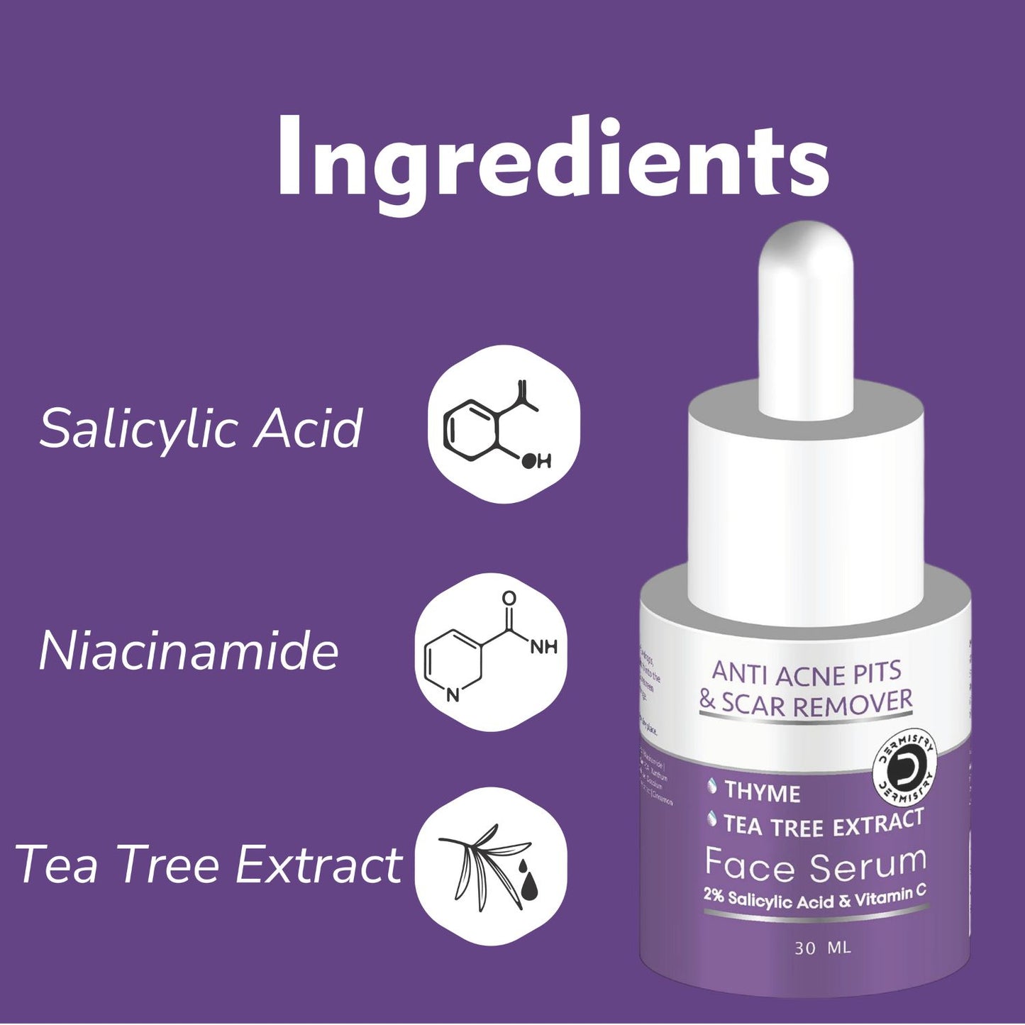 Dermistry 1% Salicylic Acid Niacinamide Back Acne Body Wash & Acne Spots Scars Corrector Face Serum
