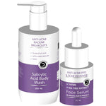 Dermistry 1% Salicylic Acid Niacinamide Back Acne Body Wash & Acne Spots Scars Corrector Face Serum