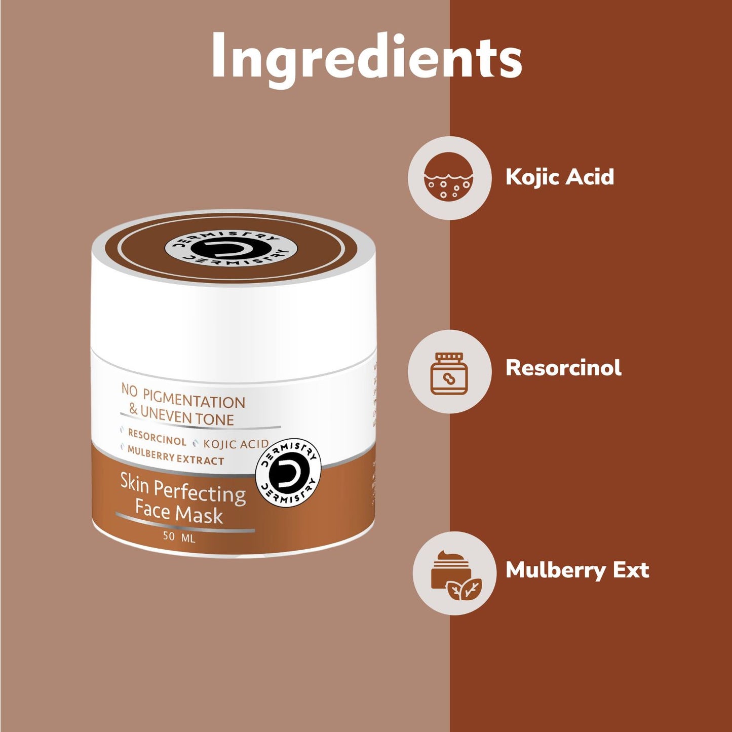 Dermistry Kojic Acid Face Wash & Mask Pack DTan Dark Spots Removal Skin Lightening Whitening Bright