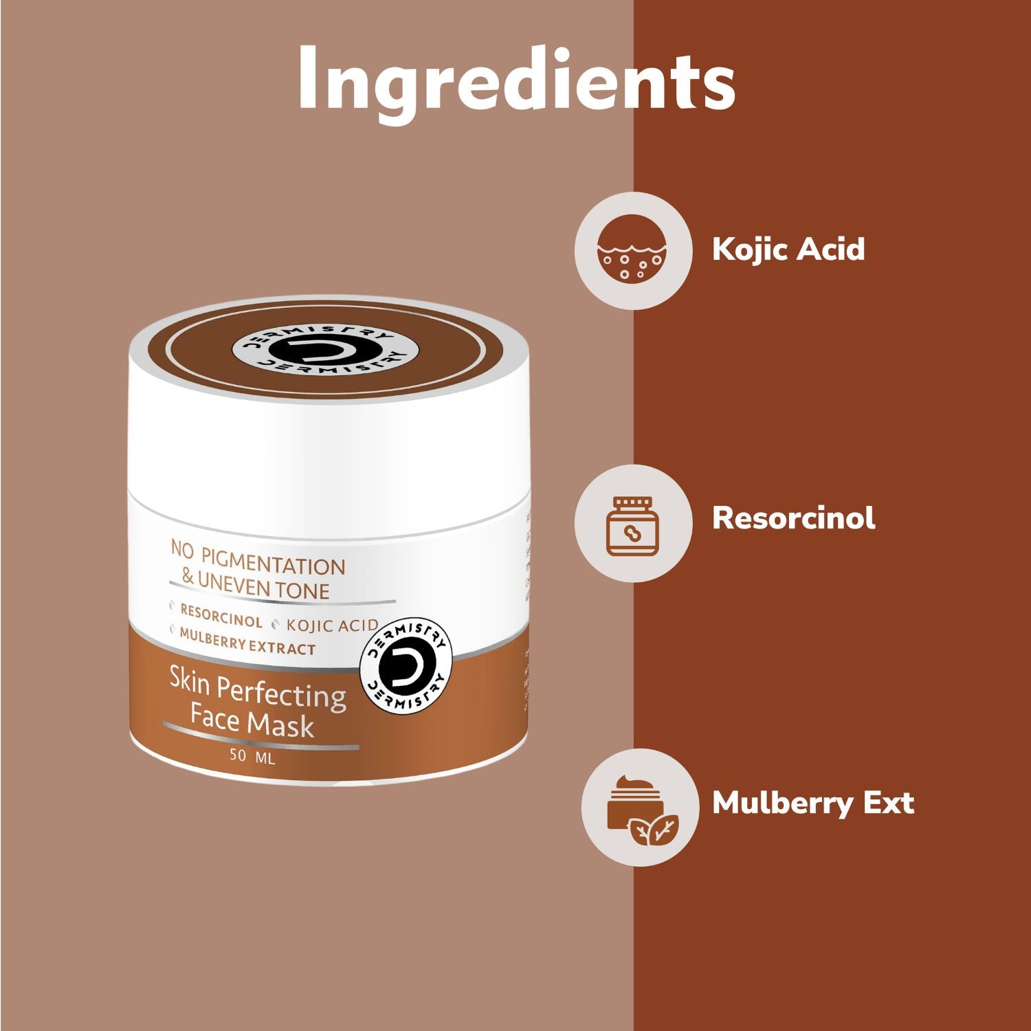 Dermistry Kojic Acid Face Wash & Mask Pack DTan Dark Spots Removal Skin Lightening Whitening Bright