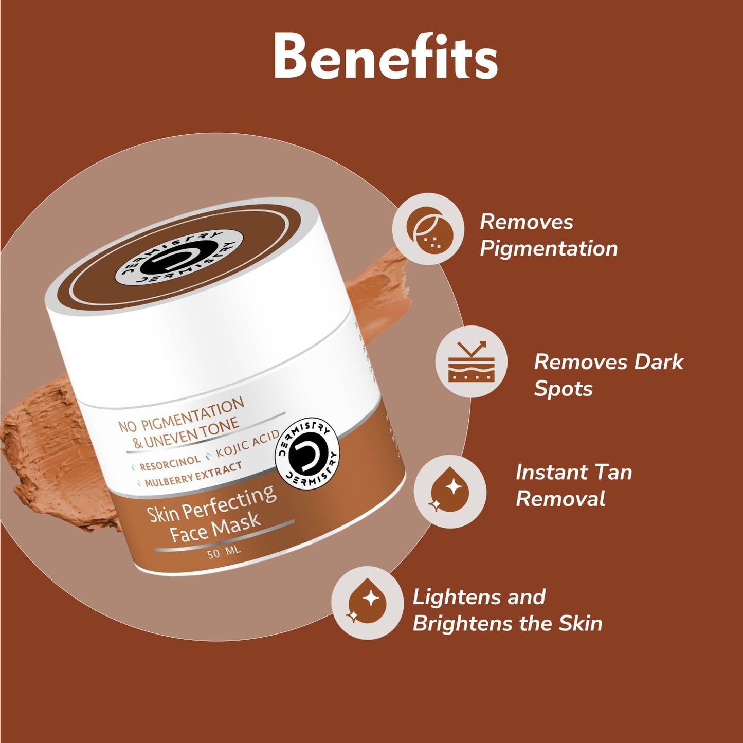 Dermistry Kojic Acid Face Wash & Mask Pack DTan Dark Spots Removal Skin Lightening Whitening Bright