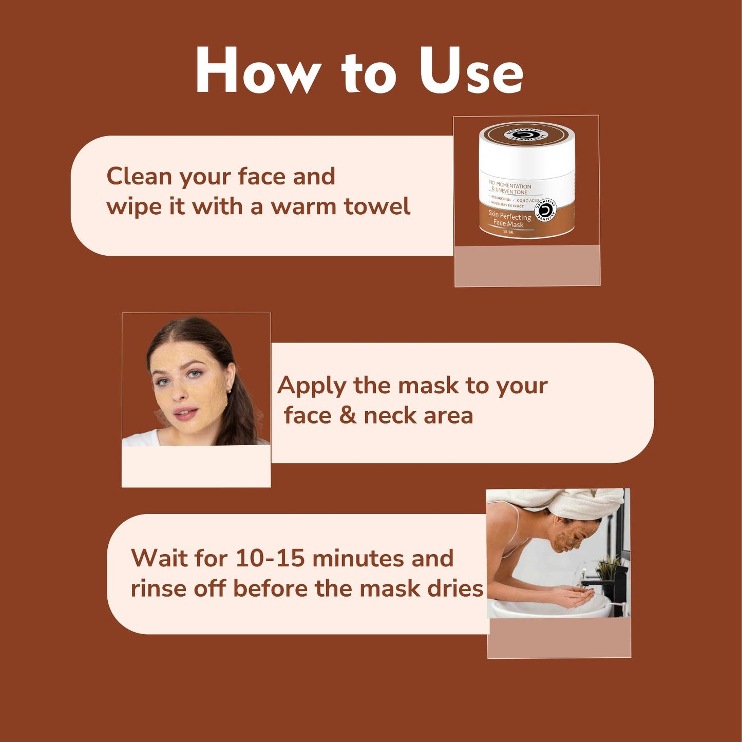 Dermistry Kojic Acid Face Wash & Mask Pack DTan Dark Spots Removal Skin Lightening Whitening Bright