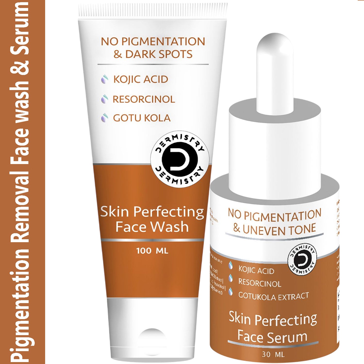 Dermistry Kojic Acid Dark Spots Corrector Face Serum & Wash De DTan Dead Skin Pigmentation Removal