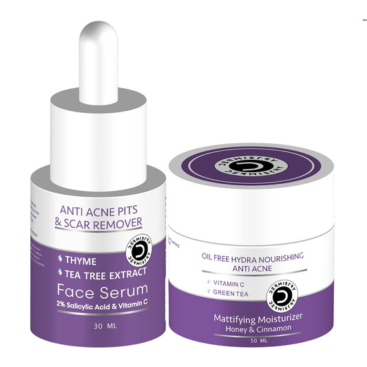 Dermistry 2% Salicylic Acid Acne Spots Corrector Serum & Oil Free Water Based Moisturizer Facial Kit
