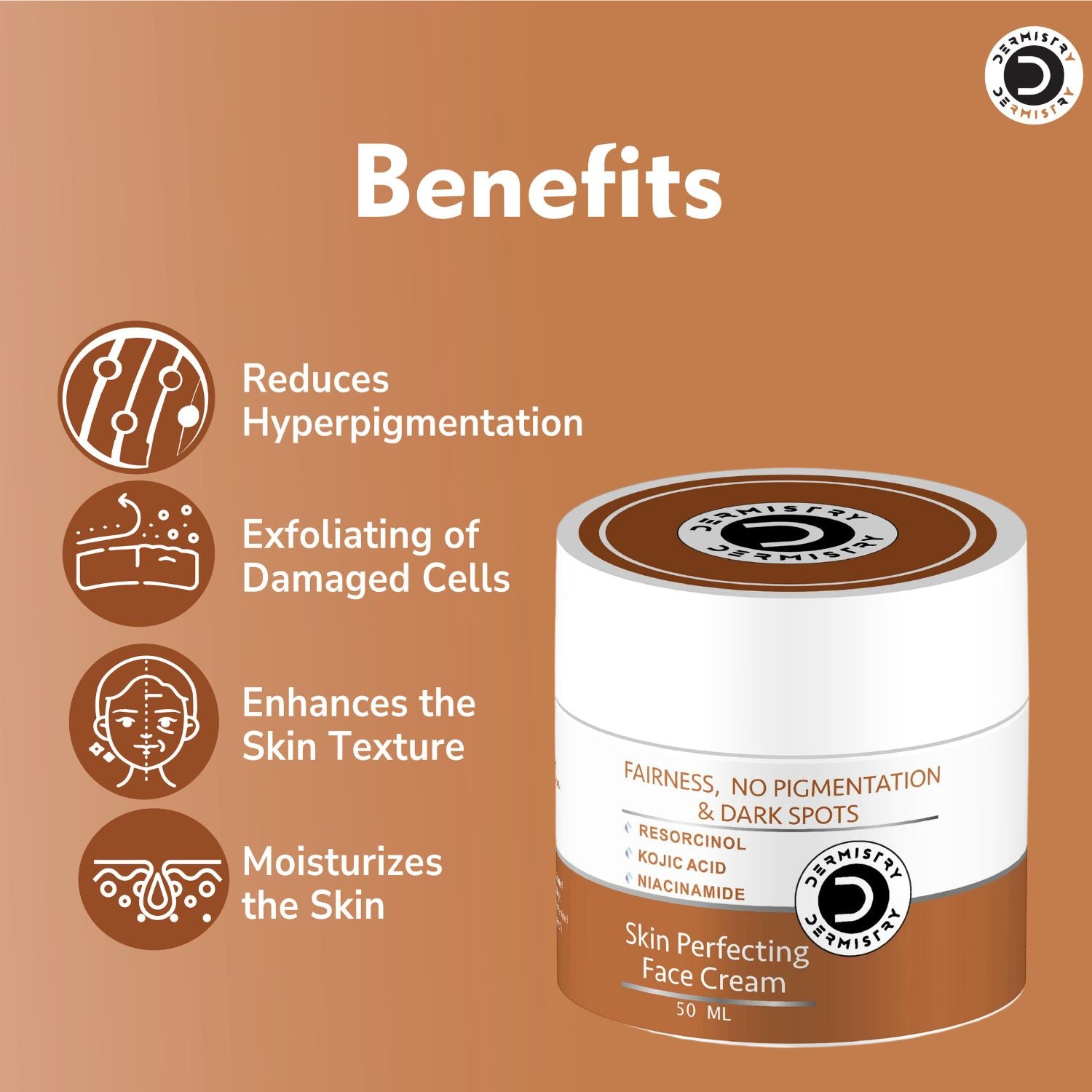 DERMISTRY Kojic Acid Fairness Pigmentation Spots D De Tan Removal Skin Lightening Bright Facial Kit