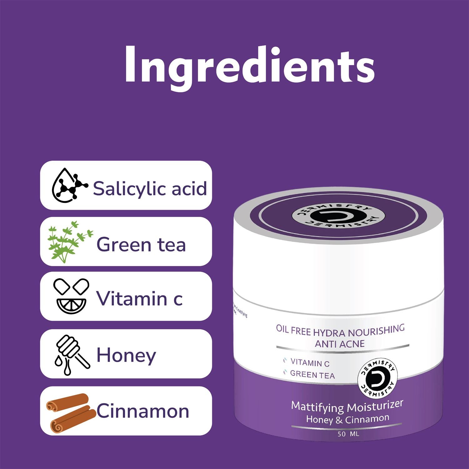 DERMISTRY Salicylic Acid Face Wash + Serum + Oil Free Moisturizer Oily Acne Prone Skin Facial Kit